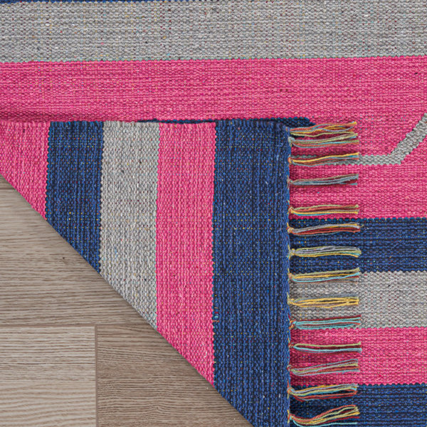 Bungalow Rose Huntingburg Handmade Flatweave Pink/ Blue Rug & Reviews Wayfair